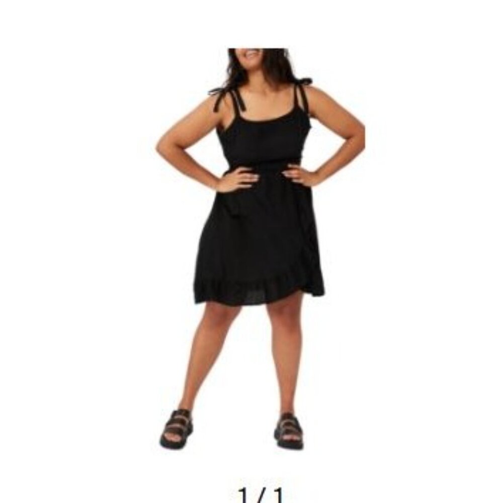 NWT Woven Kaela Mini Dress Cotton:On Size 18 US Black With Adjustable Tie Straps
